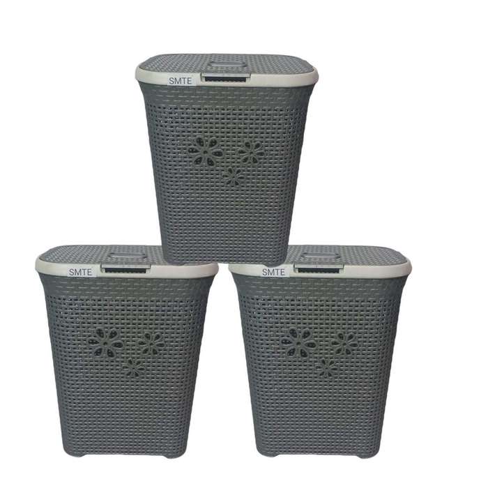 SMTE-FreshFold: Laundry Basket set of 3 - Grey with keychain