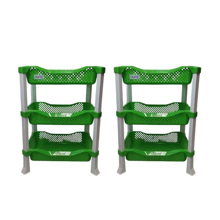 SMTE-SpaceMax: 3-Tier Organizer Rack Set of 2 - Green with keychain