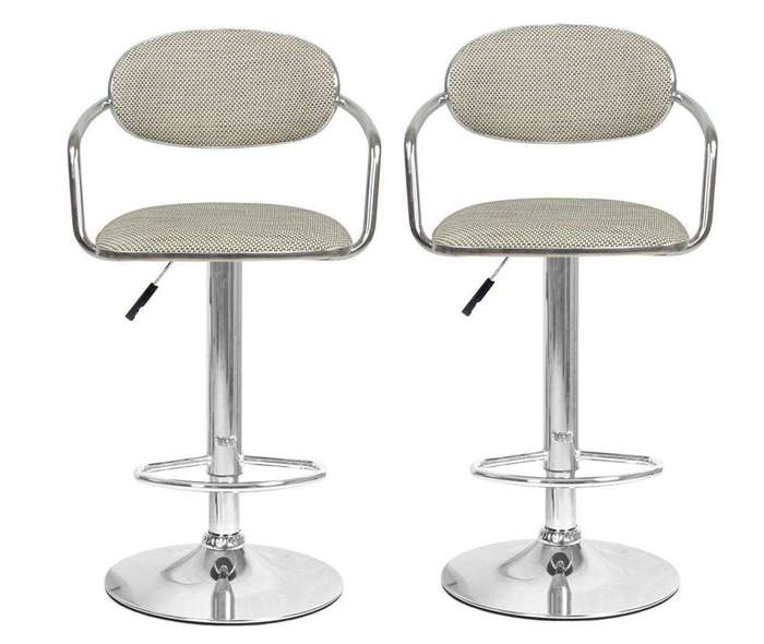 SMTE Bamboo Rattan Bar Stools - Set of 2 - Beige Colour with keychain