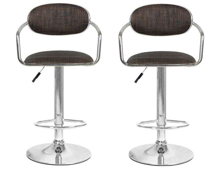 SMTE Bamboo Rattan Bar Stools - Set of 2 - Brown Colour with keychain