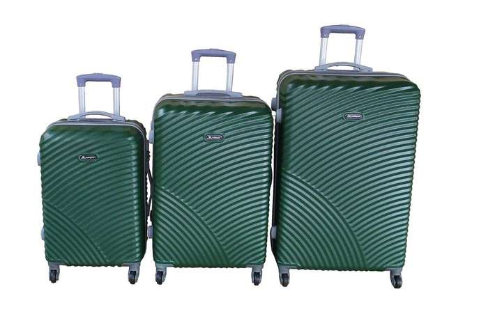 SMTE Green 3-Piece ABS Luggage Set - Durable, Spinner Wheels, Travel-Friendly. with keychain