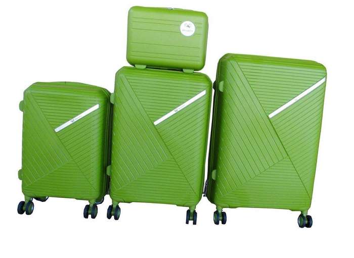SMTE Polypropylene Modern Geometric with Vanity Case Spinner Wheels Luggage Set - 4-Piece - Light...