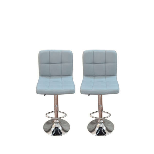 SMTE Pair of Als Leather Swivel Bar Stools - Grey with keychain