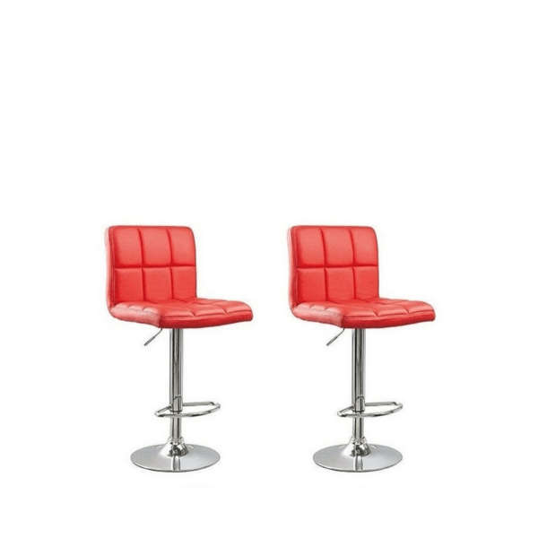 SMTE Pair of Als Leather Swivel Bar Stools - Red with keychain
