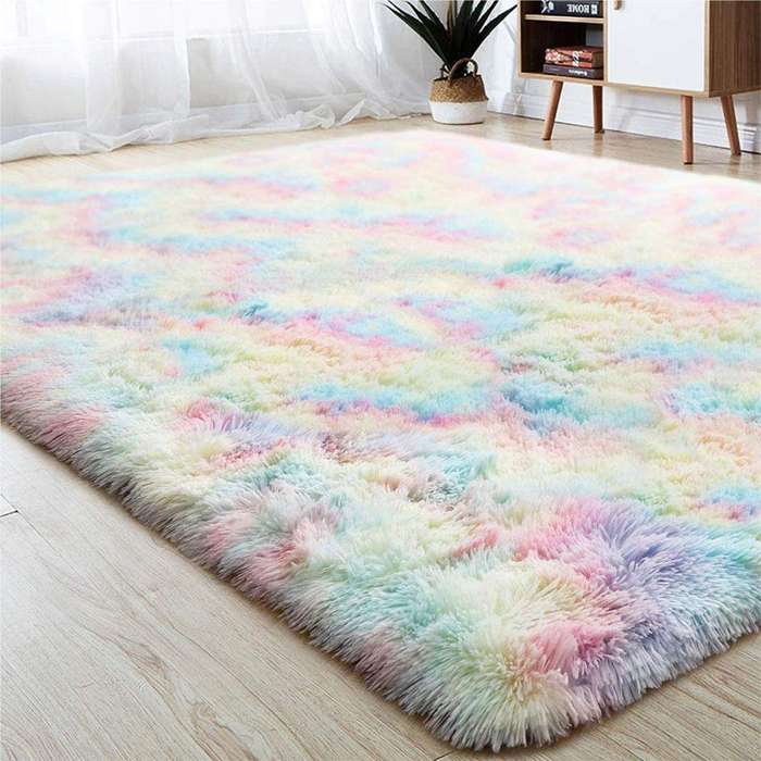 SMTE Floral Fluffy Rug with keychain