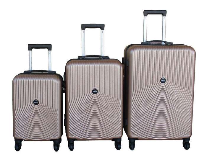 SMTE 3-Piece ABS Luggage Set-Ribbed Hard Shell Spinner WheelsTelescoping Handles with keychain