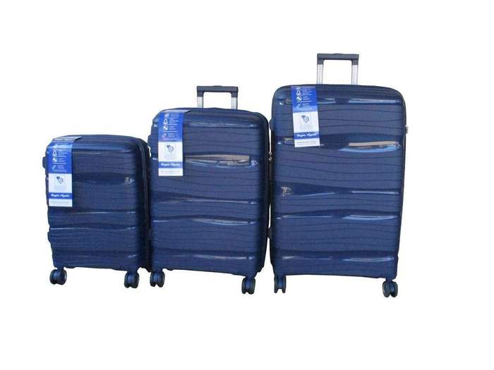 SMTE Navy 3-Piece Spinner Luggage Set with keychain