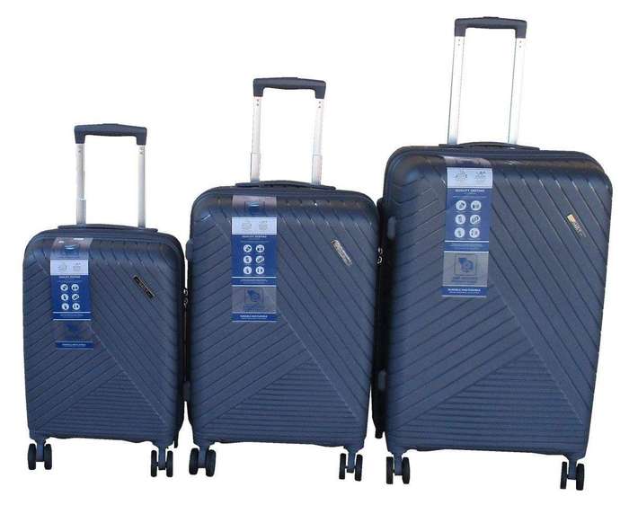 SMTE Unbreakable PP Hardside Luggage Set Spinner Wheels and TSA Locks - Grey - 3-Piece with keychain