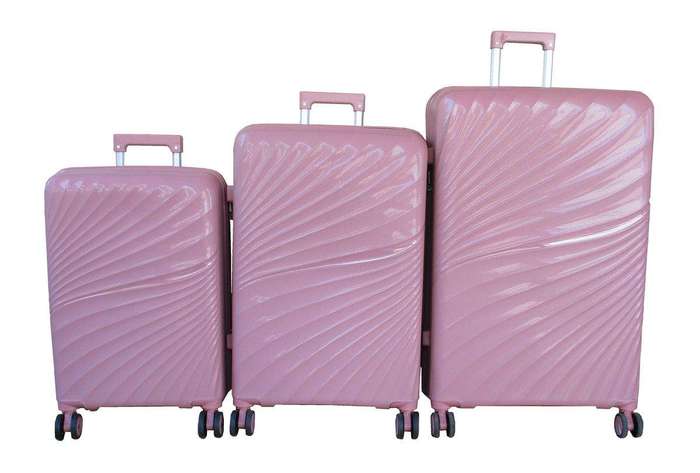 SMTE Unbreakable 3-Piece Pink Luggage Set - PP Hard-Shell with Spinner Wheels with keychain