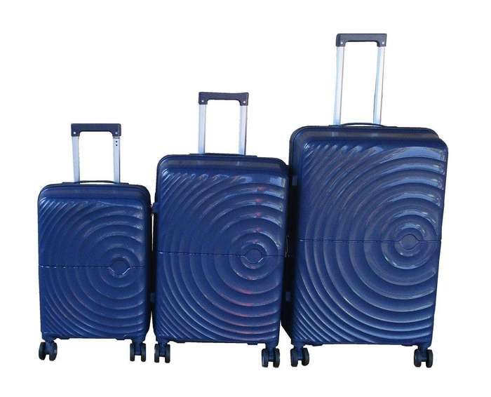SMTE Unbreakable 3-pc Navy Hard-Shell Luggage Set with Lock-Polypropylene with keychain