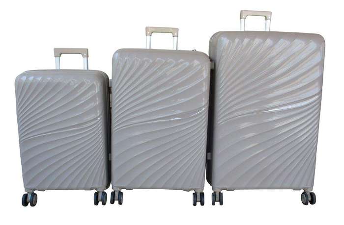 SMTE Unbreakable 3-Piece Hard-Shell Luggage Set with Combination Lock - Beige with keychain