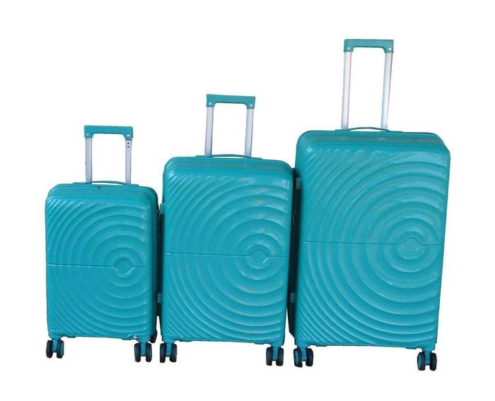 SMTE Unbreakable Bright Turquoise 3-Piece Luggage Set - Hard Shell and Lock with keychain