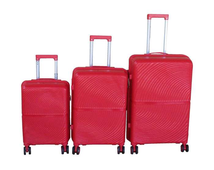 SMTE Unbreakable 3piece Red HardShell Luggage Set-Spinner Wheels & Built-in Lock with keychain