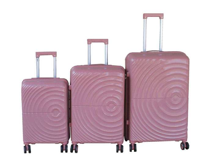 SMTE Unbreakable Pink PP 3-pcs HardShell Trolley Luggage Set with Spinner Wheels with keychain