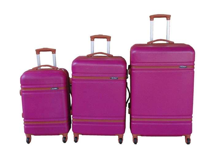 SMTE Le Emperor ABS Telescopic Handle Luggage Set - 3-Piece - Purple/Pink with keychain