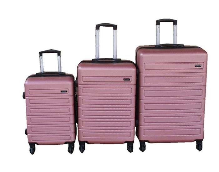 SMTE ABS Spinner Wheel Telescopic Handle & Nested Design Luggage Set - Rose Gold - 3 Piece with k...