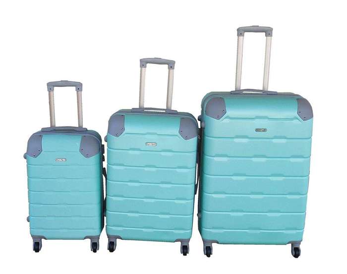 SMTE Begin Again ABS Hard Shell Spinner Wheels & Lock Luggage Set - 3-Piece - Green with keychain
