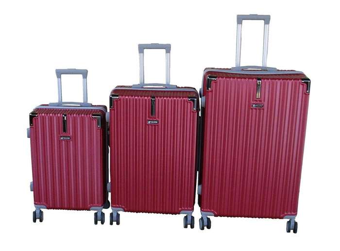 SMTE GALAXIA 3 Piece Red ABS Hard-Shell Luggage Set and Combo Lock with keychain