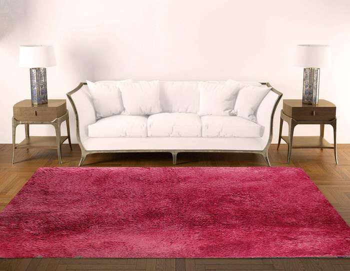 SMTE 150 x 180cm Plush Fluffy Carpet -Shaggy Foldable Rug - Maroon with keychain