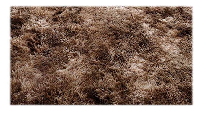 SMTE Brown Beige Classic fluffy rug with keychain