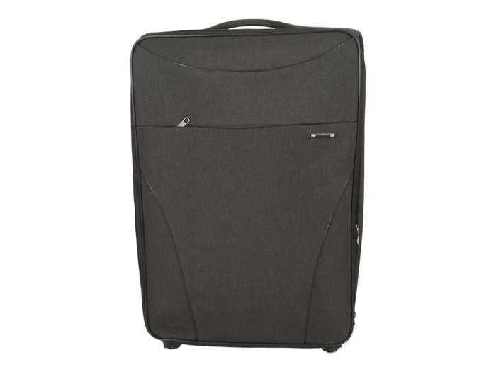 SMTE-Quality Trolley 1 Piece Fabric Travel Luggage Spinner Suitcase Set - Grey - 65 cm with keychain