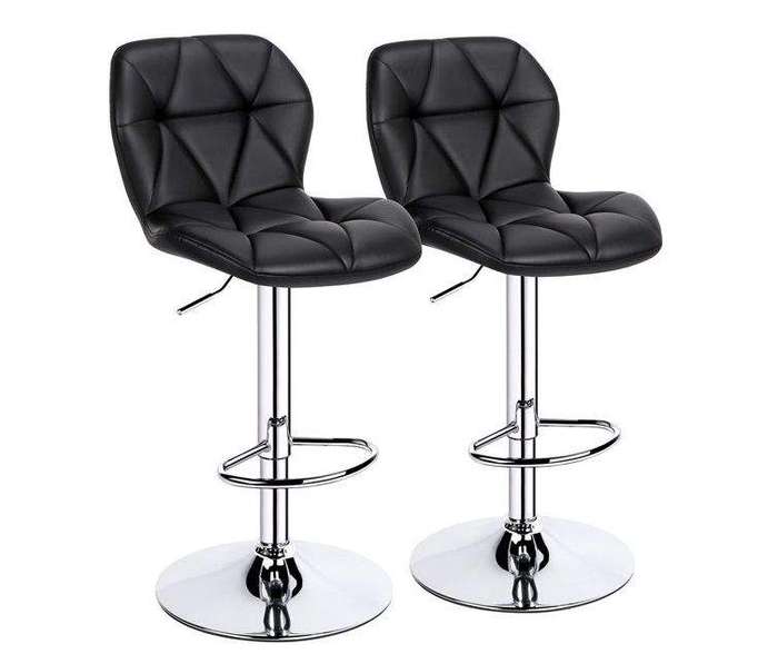 SMTE Bar Kitchen Counter Modern Swivel Bar Stools - Set of 2 - Black Colour with keychain