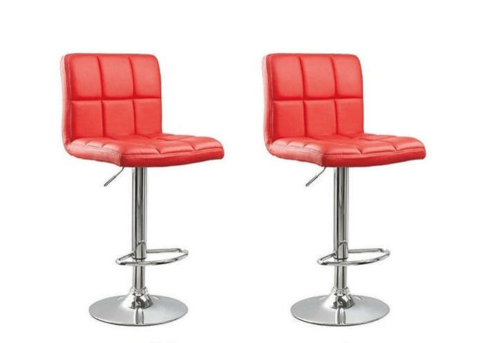 SMTE Ronin Faux Leather Swivel Bar Stool - Set of 2 - Red with keychain