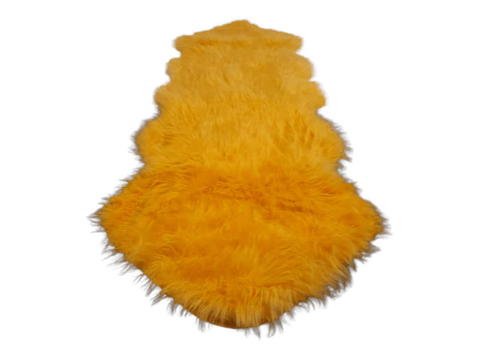 SMTE Faux Fur Rug - 60cm x 1.8 m - Yellow with keychain