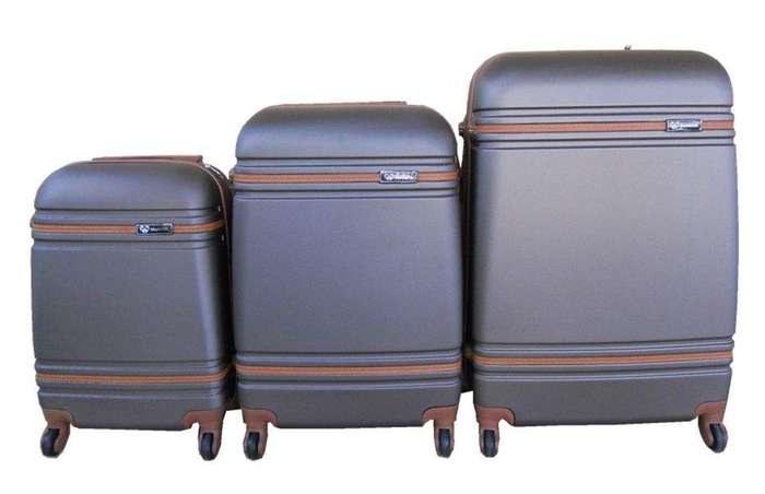 SMTE 3 Piece Nexco Travel Luggage Bag Set - Dark Brown with keychain