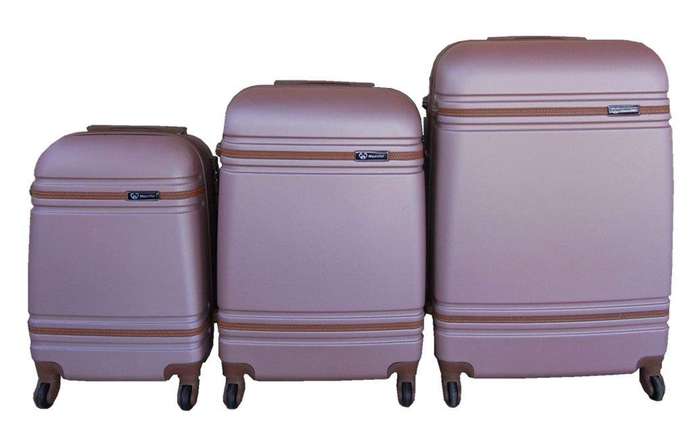 SMTE 3 Piece Nexco Travel Luggage Bag Set - Rose Gold with keychain