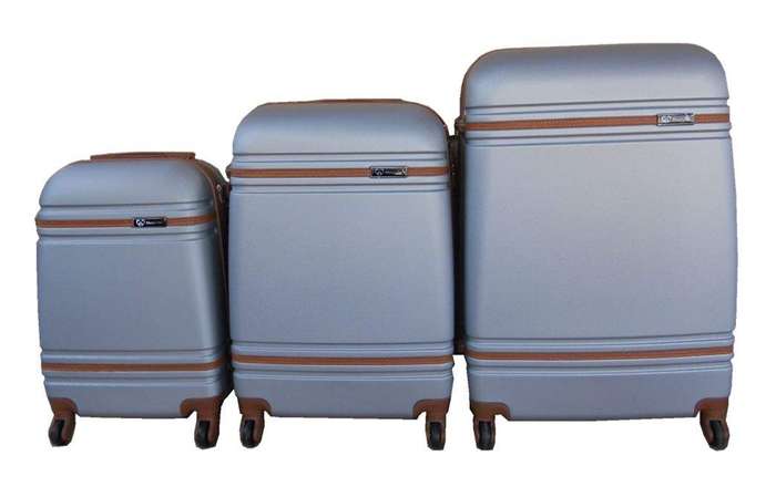 SMTE 3 Piece Nexco Travel Luggage Bag Set - Silver with keychain