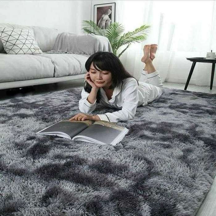 SMTE Three Tone Grey Fluffy Carpet - Shaggy & Foldable Rug 200 x 150 with keychain