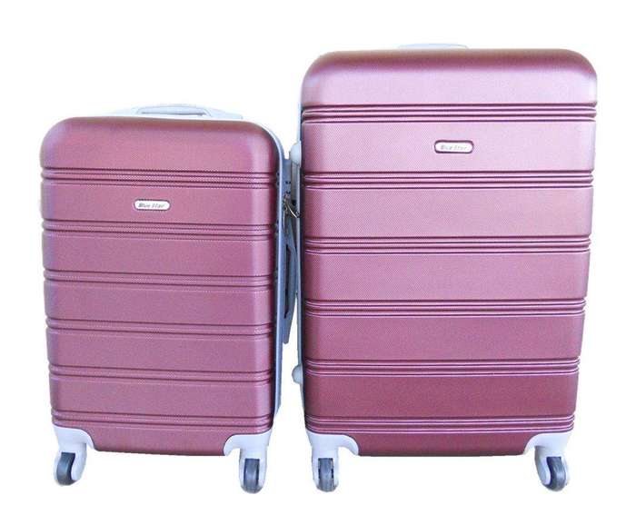 SMTE 2 Piece Premium Luggage Set - Dark Plum with keychain