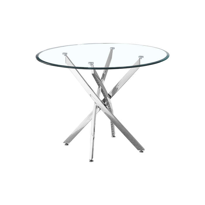 SMTE Dining Tables Glass With Silver Chrome Legs with keychain