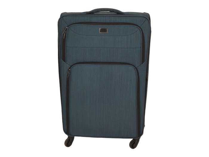 SMTE Trolley 1-Piece Travel Luggage Spinner - Fabric - Blue with keychain