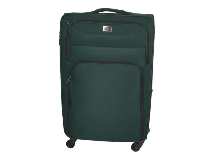 SMTE Trolley 1-Piece Travel Luggage Spinner - Fabric - Green with keychain
