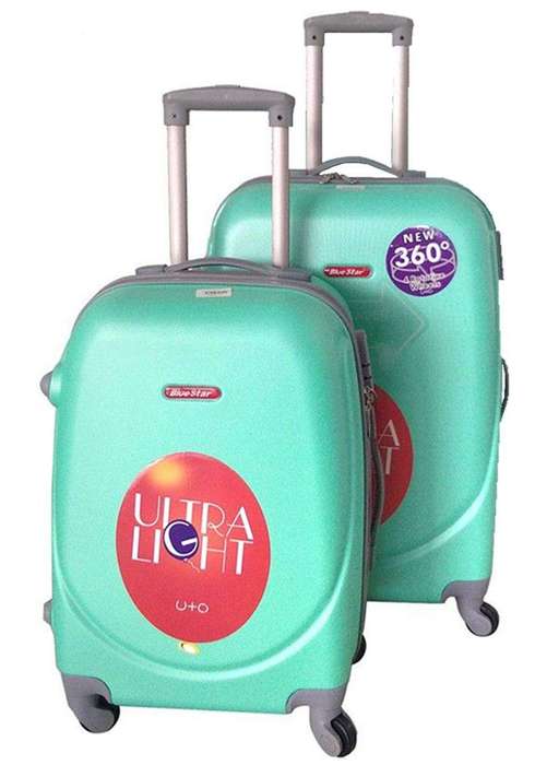 SMTE 2 Piece Premium Luggage Set - Apple Green with keychain