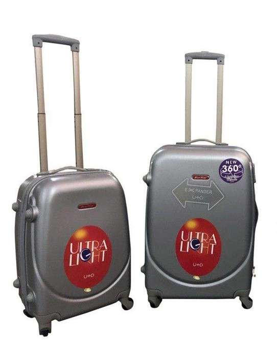 SMTE 2 Piece Premium Luggage Set - Silver with keychain