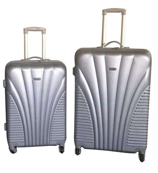 SMTE 2 Piece Blue Star Luggage Set - Silver with keychain