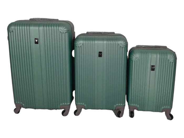 SMTE- Quad Wheel Quality Travel Ware - 3 Piece Luggage Set-ALIN - Green with keychain