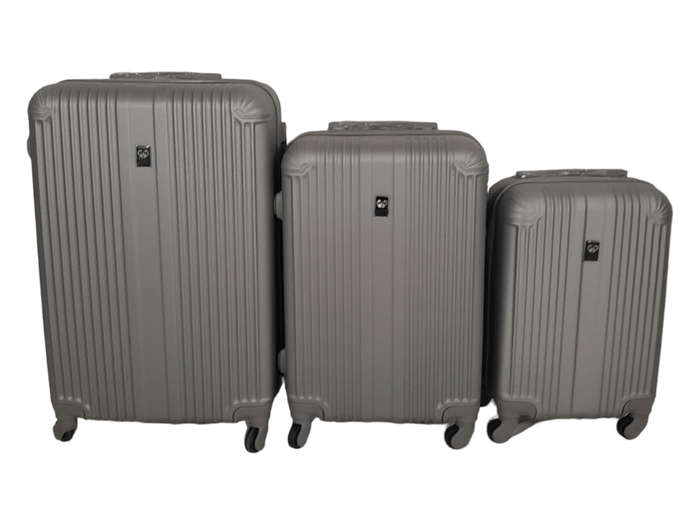 SMTE- Quad Wheel Quality Travel Ware - 3 Piece Luggage Set-ALIN - Grey with keychain