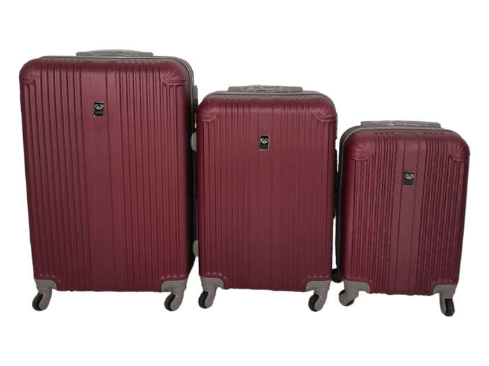 SMTE- Quad Wheel Quality Travel Ware - 3 Piece Luggage Set-ALIN - Red with keychain