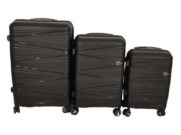 SMTE- Acesa Hard Shell Elite UBS Suitcase Set 3 Piece - Black with keychain
