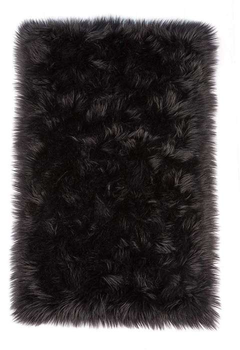 SMTE Faux Fur Soft Rug/Carpet - Black with keychain