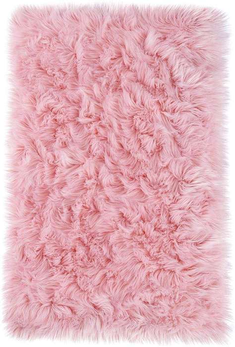 SMTE Faux Fur Soft Rug/Carpet - Pink with keychain