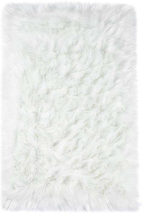 SMTE Faux Fur Soft Rug/Carpet - White with keychain