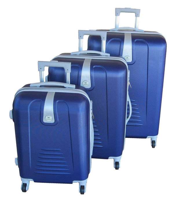 SMTE 3 Piece Hard Outer Shell Protected Lightweight Sleek Luggage Bag Set - Blue with keychain