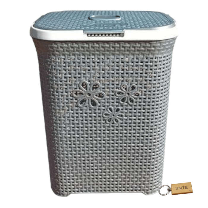 Smte-Daisy Laundry Basket 50L with SMTE Keyring - Grey with keychain