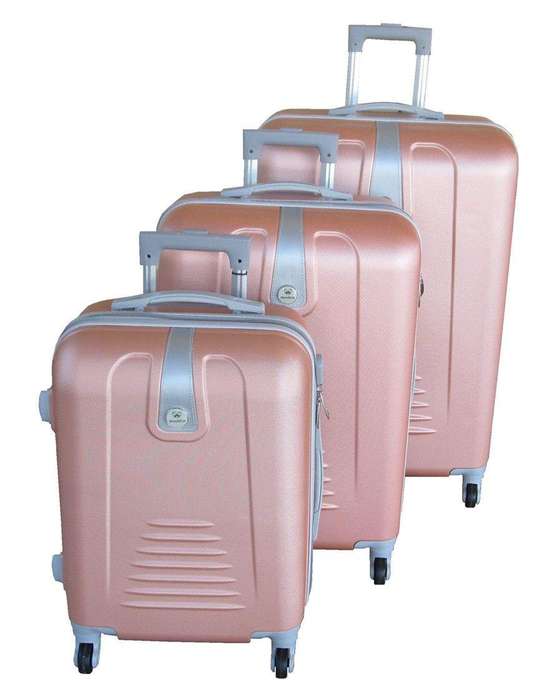 SMTE 3 Piece Hard Outer Shell Protected Lightweight Sleek Luggage Bag Set - Rose Gold with keychain