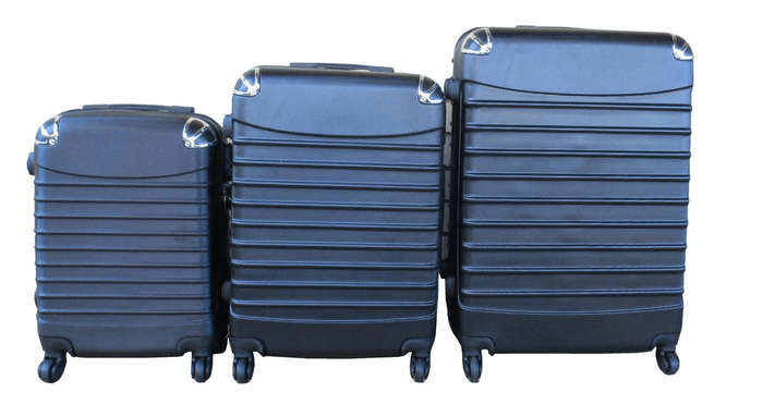 SMTE Black 3-Piece ABS Hard Shell Spinner Luggage Set with Built-in Locks with keychain